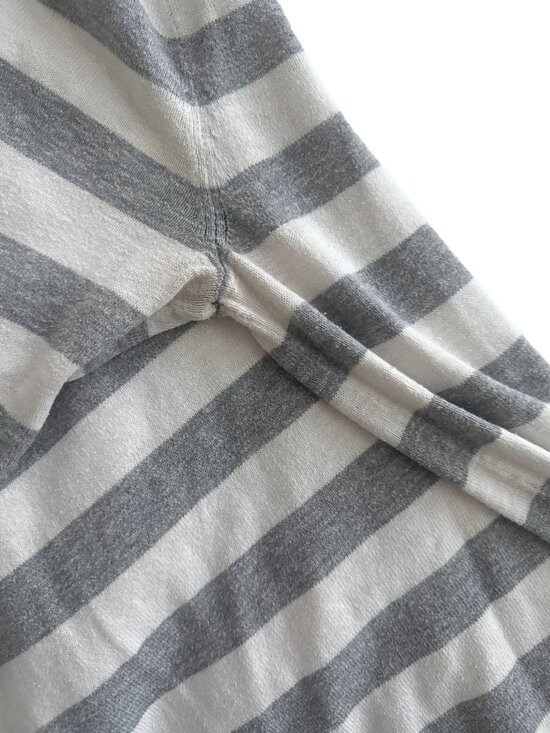 Abercrombie & Fitch Grey White Striped Lightweight Sweater L - Picture 3 of 4
